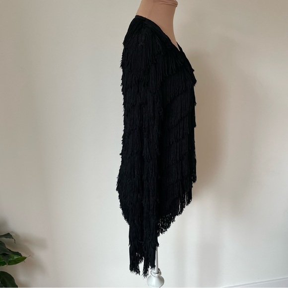 Gryphon Silk Fringe Open Front Black Jacket Size XS - Picture 4 of 8